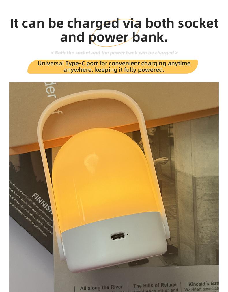 Rechargeable Dual-Color Night Light, Adjustable Brightness for Camping & Bedroom Sleep Aid