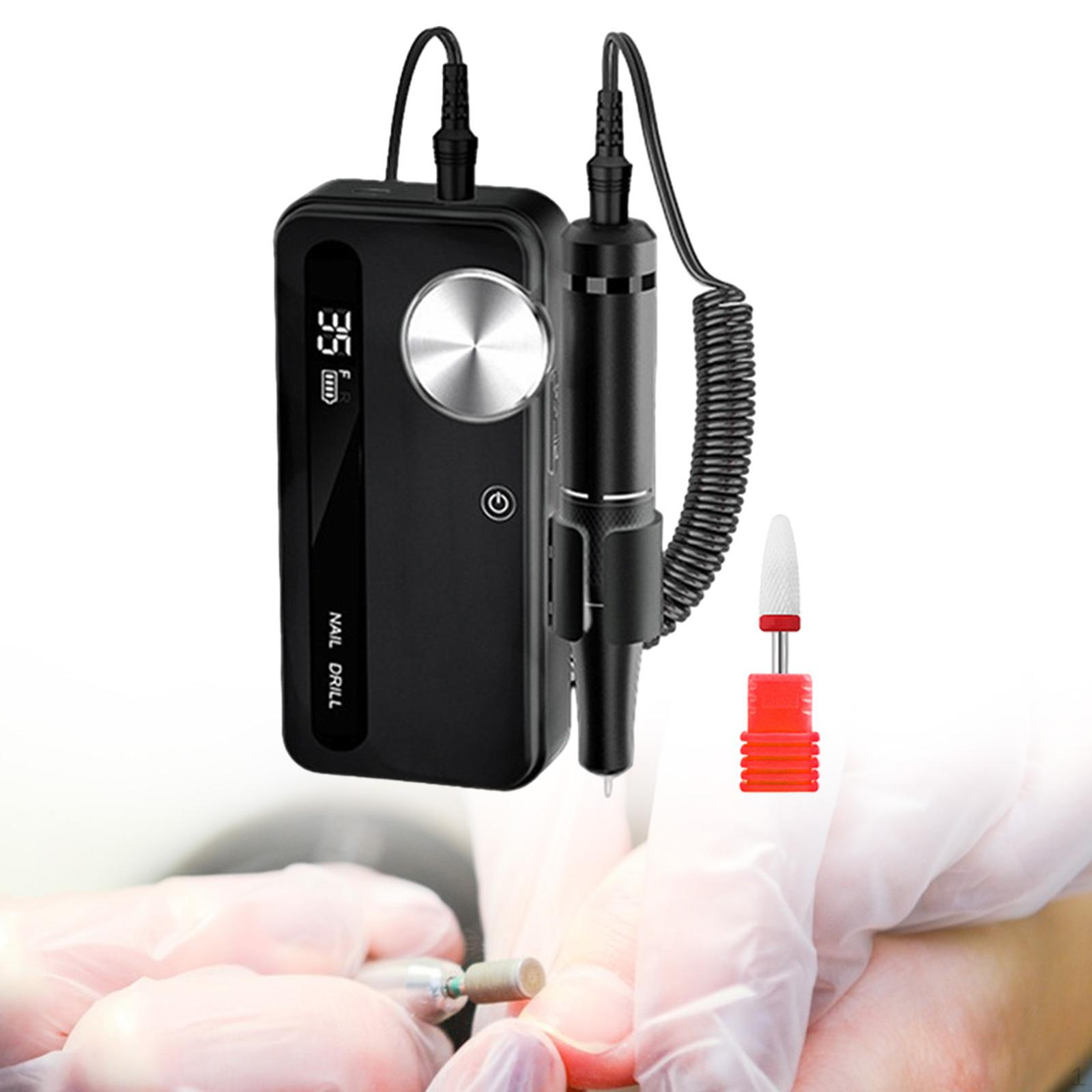 

Cordless Electric Nail File Manicure Pedicure Tool 35000RPM for Gel Nails Lightweight Drill Machine Black