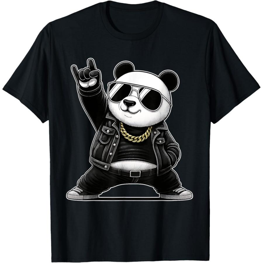 Panda Playing Guitar Rock Star Rock and Roll Music Lovers T-Shirt XXXXXL