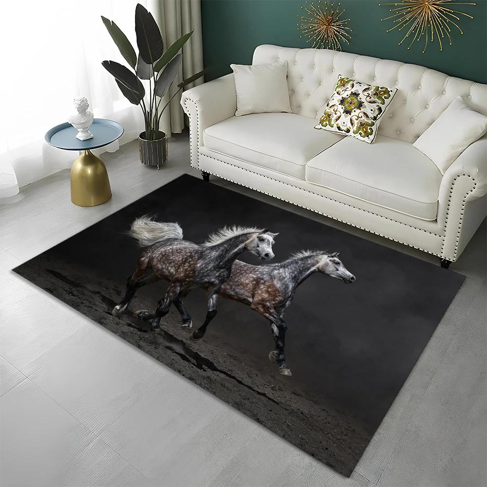 3D Animal Pentium Gallant Horse Steed Carpet Rug for Home Living Room Bedroom Sofa Doormat Decor,kid Area Rug Non-slip Floor Mat