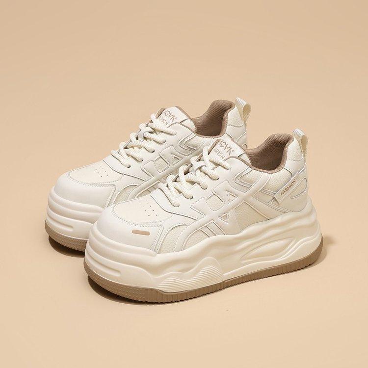 thick-soled leather little white shoes women's 7cm height increase 2025 autumn and winter new casual fashion board shoes soft-soled muffin shoes