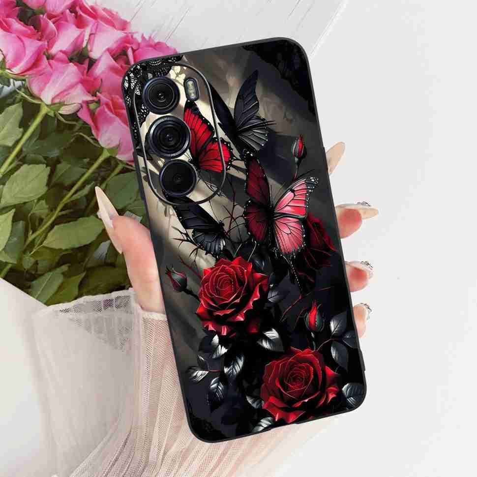 For Motorola Edge X30 5G Case Silicone TPU Black Cover For Motorola Edge X30 x30 XT2201-2 XT2201-6 Colorful Flowers Phone Casing