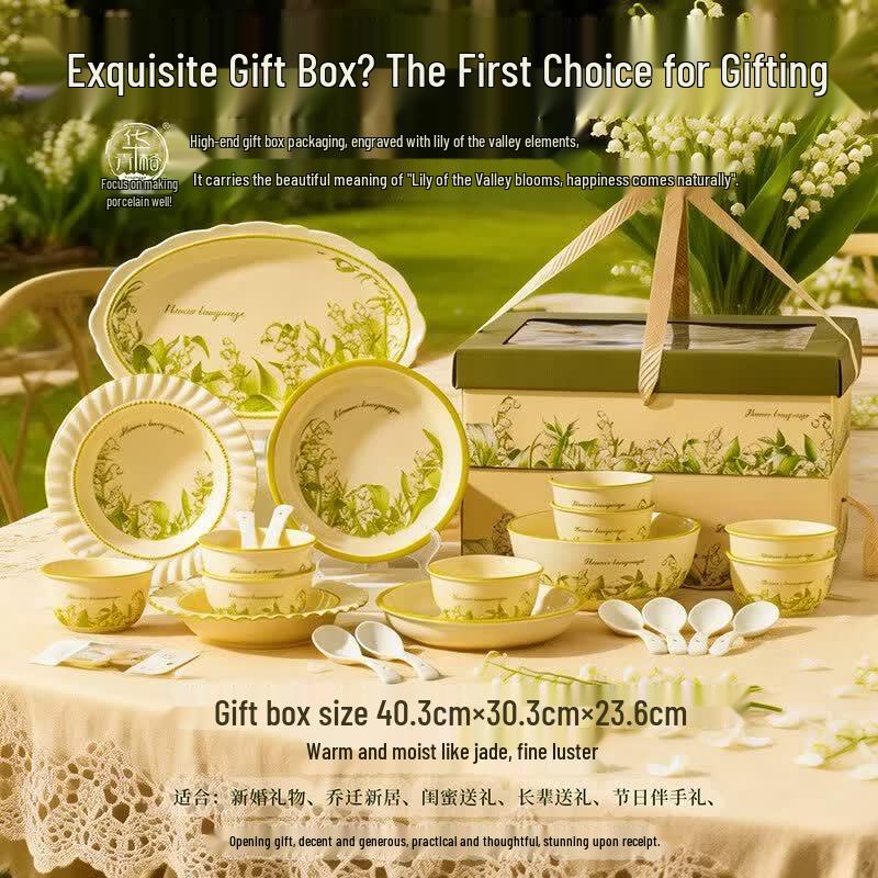 Nordic Ceramic Lily of the Valley 22-Piece Tableware Set