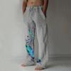 Men's 3D Feather Pattern Printed Baggy Casual Trousers,  Elastic Drawstring Waist with Pockets, for Spring Summer Home Outdoor Vacation