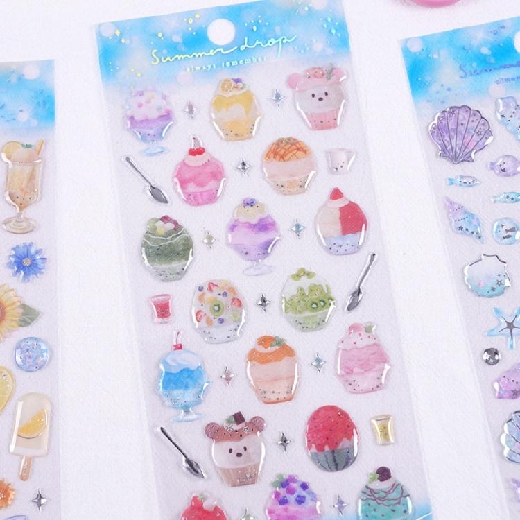 Marine Creature PVC Sticker Embossed Decorative Sticker For Notebook Journal Phone Cover Scrapbooking Embellishments