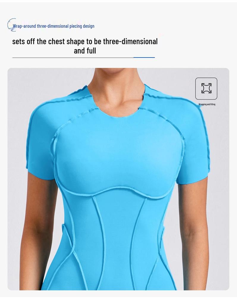 European & American 3D Backless Short Sleeve Jumpsuit - Autumn/Winter Yoga Activewear