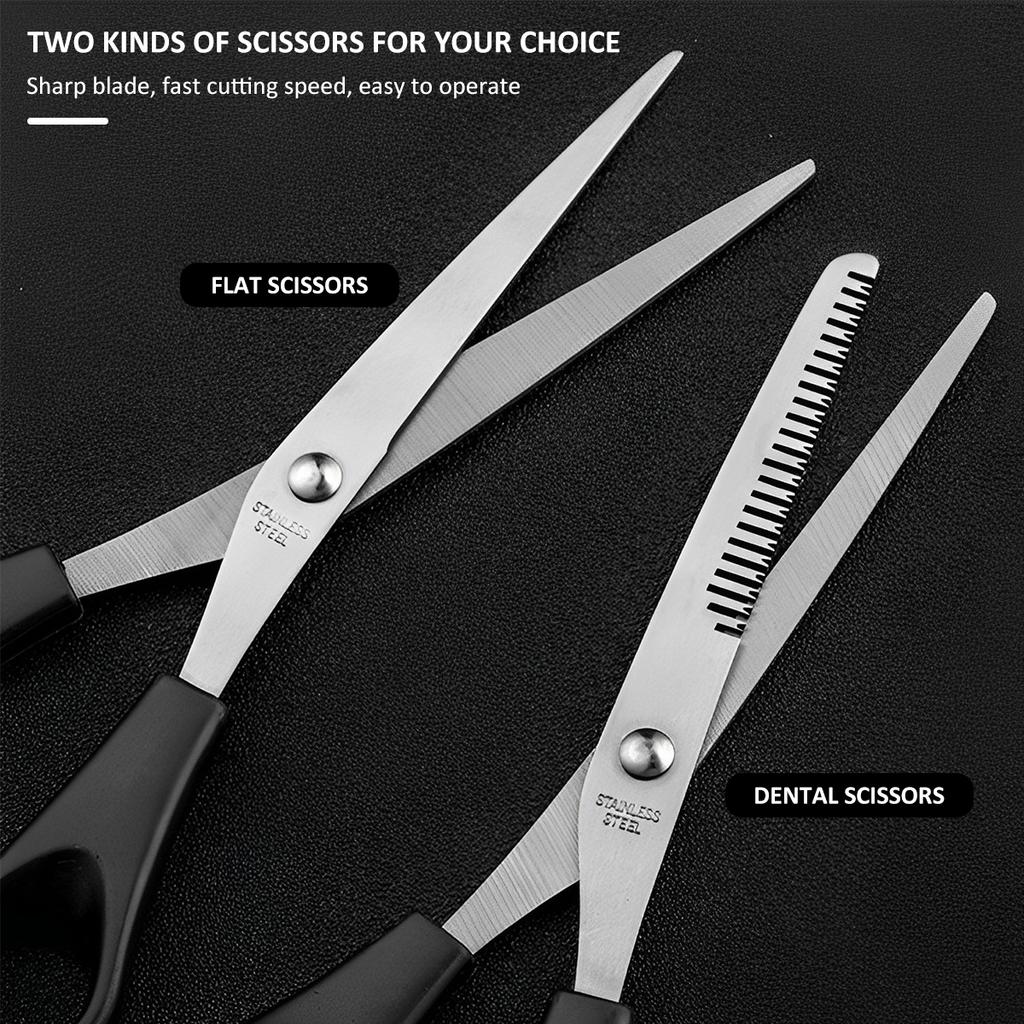3 Pcs Hair Cutting Scissors Set Multi-Purpose Haircut Scissors Kit with Thinning Scissor Flat Scissor Comb Haircut Scissors Kit
