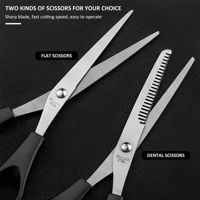 3Pcs Hair Cutting Scissors Set Multi-Purpose Haircut Scissors with Thinning Scissor Flat Scissor Comb Set Hair Cutting Scissors