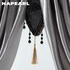 Style European Napearl 1pc 52x29in Hollowout Water Ripples Window Valance Beaded Living Room Valance Curtain