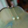 Elegant Jade & Turquoise Apple Bead Earrings with 14k Gold Plated Ear Wires - Chinese Style for Women