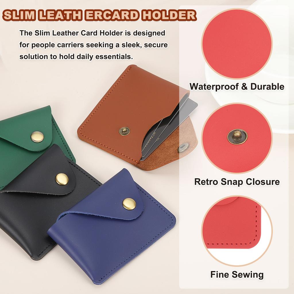 1/2Pcs Slim Leather Card Holder with Snap Closure Leather Front Pocket Wallet Card Case Holder for Men and Women Business Office