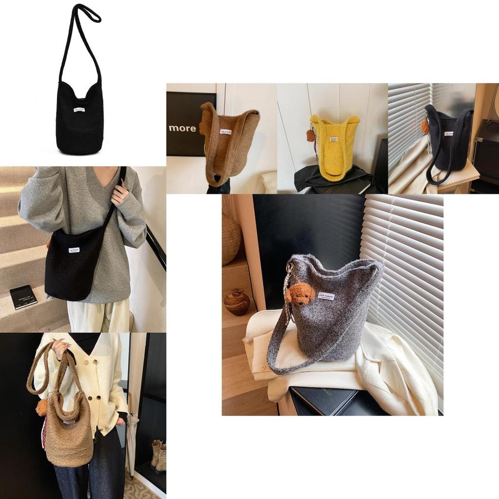 Stylish Large Capacity Womens Bucket Bag Casual Korean Design In Black Brown Yellow Grey