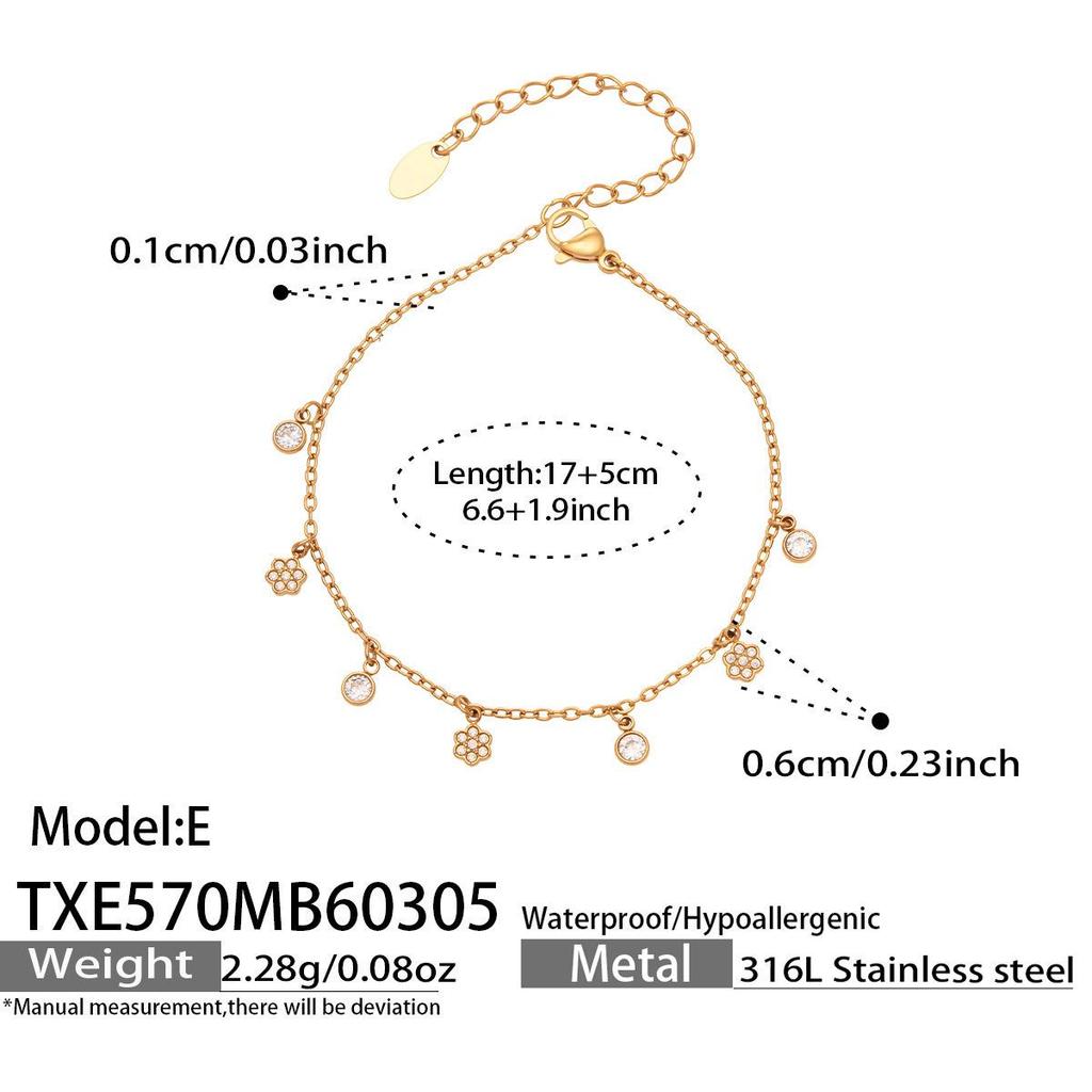 European & American Fashion DIY Multi-Accessory Set: Small 8-Shaped Flower with Full Rhinestones & 5A Zircon Necklace and Bracelet Combination