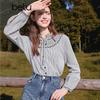 Betu Women's Hand-Embroidered Striped Cotton-Feel Long Sleeve Shirt