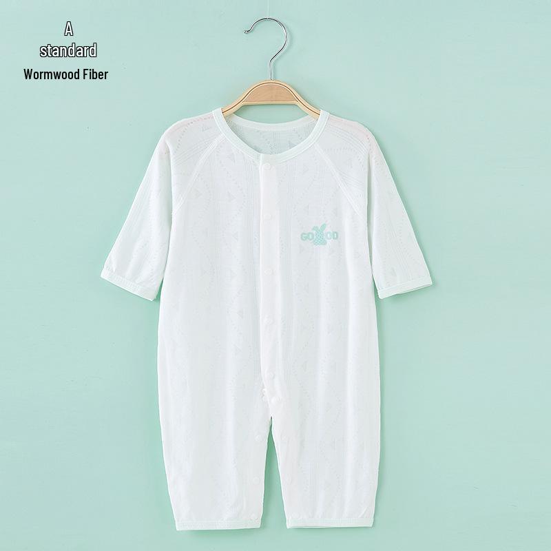 Ultra-Thin Ice Silk Mugwort Baby Onesie - Long Sleeve Summer Romper