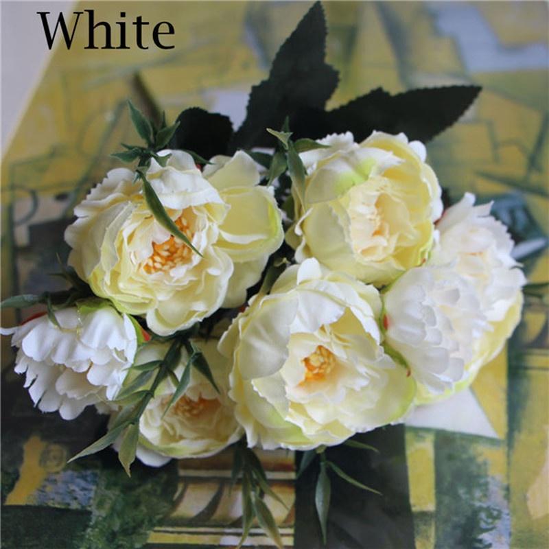 Nový! 1 Kytice European Pretty Wedding Mini Pivoňka Kytice z umělého hedvábí Nevěsta Domácí Dekorace
