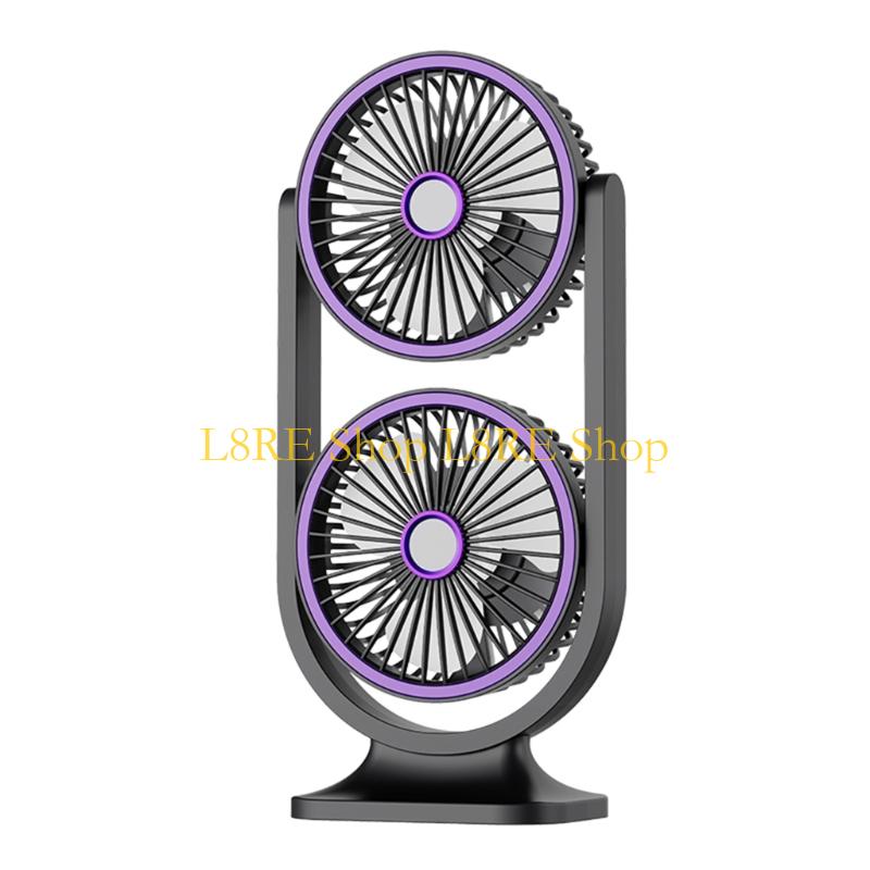 L8RE USB Rechargeable Desktop Fan Cooling Accessories Portable Double Head Cooling