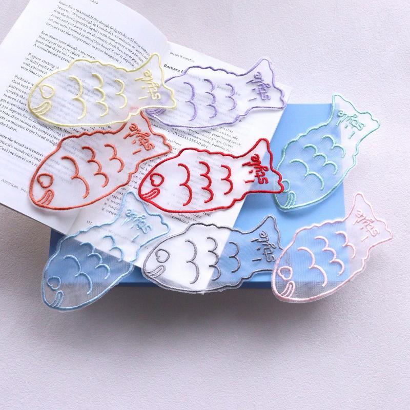1Pcs Cute Fish Embroidered Bookmark Korean-Style Organza Transparent Page Marker For Reading School Office Stationery