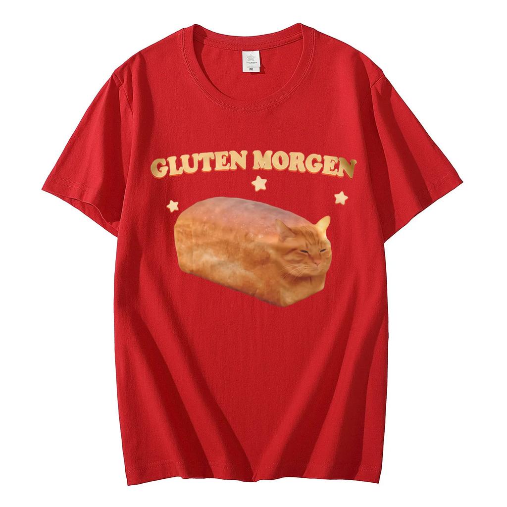 Gluten Morgen Divertente Gatto Meme Maglietta Alta Qualità Moda Magliette Oversize Uomo Donna Cotone Manica Corta Maglietta