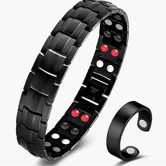 Ретро Магнитный Медный Браслет и Кольцо – Регулируемый, Трехрядный Дизайн