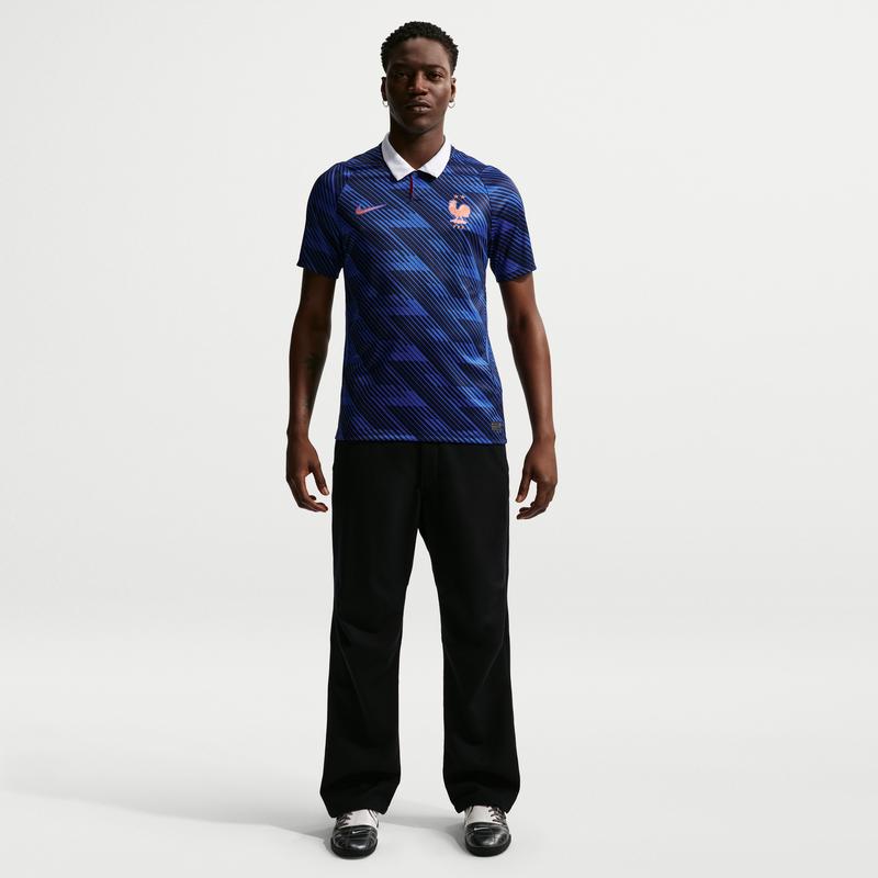 Nike Dri-Fit Fan Edition 2026 Season France Team Home Quick-drying Color-blocked Pullover Short-sleeved Football Jersey for Men