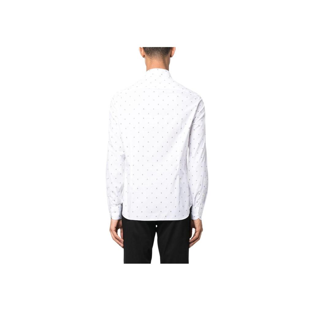 Emporio Armani SS23 Patterned Long Sleeve Shirt Men Shirts White 3R1C86-1K0BZ-F1A5