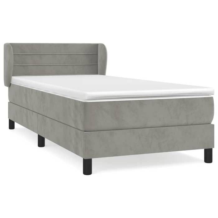3127517 vidaXL Lit à sommier tapissier et matelas Gris clair 80x200 cm Velours