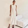 European and American Women's Clothing New Y2K Design Sense Knitted Dress Fashion Round Neck Sleeveless Retro Slim Dress