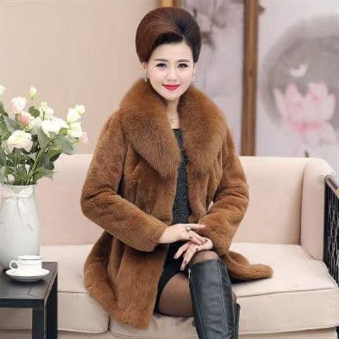 New imitation rabbit fur coat women's medium and long slim and thin fox fur collar mink hair thickened coat