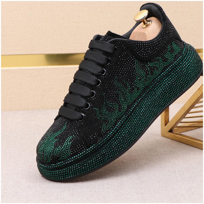 Fashion Luxury Designer Men's Rhinestone Thick Bottom Everyday All Match Shoes Causal Flats Loafers Ms Moccasins Sports Walking Sneakers