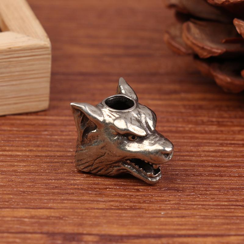 

Животное Волк Воин Голова Скульптура Латунь Бусина из Паракорда для Зонта Сделай Сам Ручной Работы Брелок Аксессуары для Украшений Уличный Инструмент Подвеска серебряный