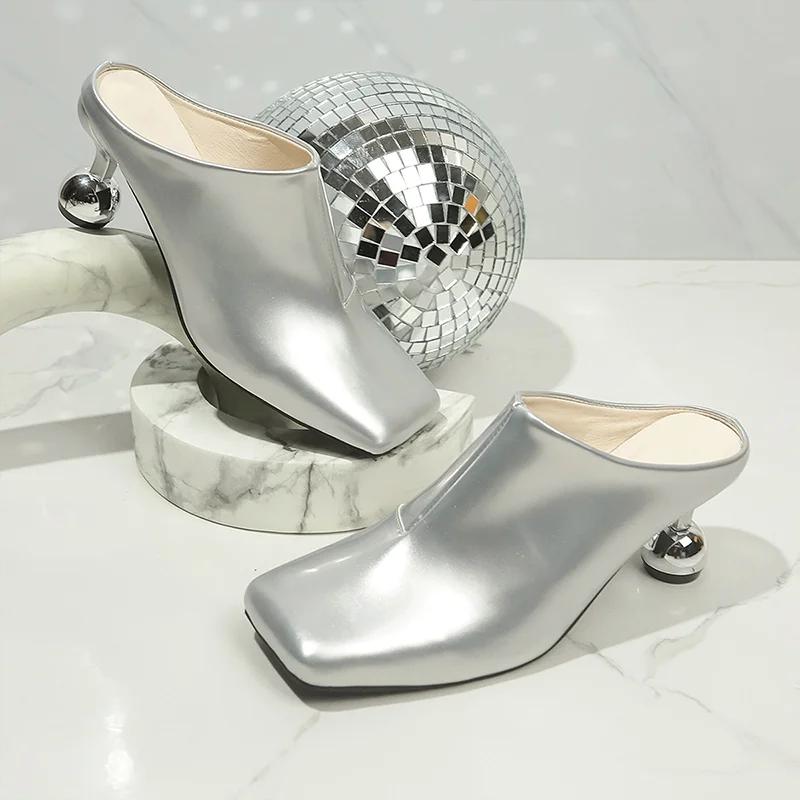 Spring Square Toe Heeled Shoes Fashion Woman Slippers Slingback Mules Shoes Women Pumps Designer 2025 New Trend Women’s Zapatos