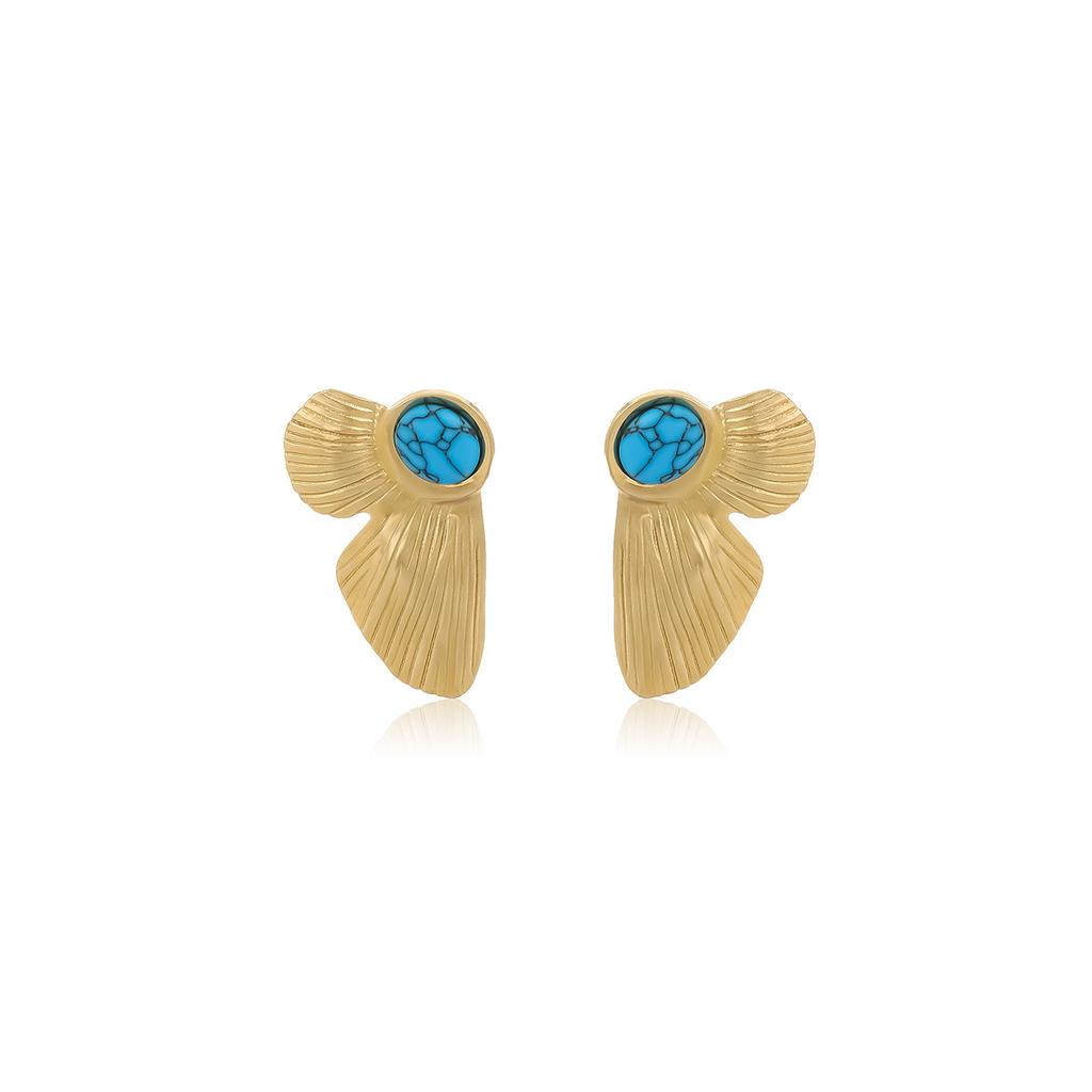 French Retro Irregular Flower Texture Stud Earrings, Medieval Light Luxury High-End Metal Style Fashion Temperament Earrings