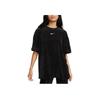 Nike American Vintage Solid Color Brand Logo Embroidered Print Corduroy Short Sleeve T-Shirt Women Tops Black DQ5946-010