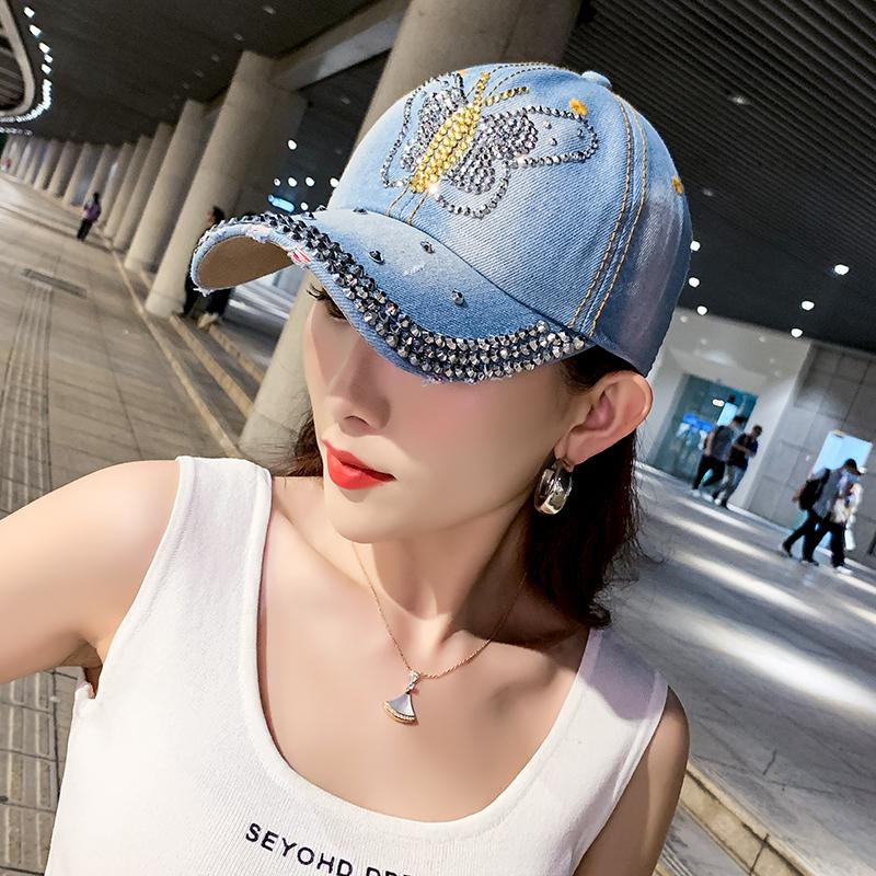 Denim Hut Baseballkappe Damen Frühling Sommer Strass Sportkappe Trendig Freizeit Sonnenschutz Outdoor Neu Koreanisch Lässig Cowboy Retro