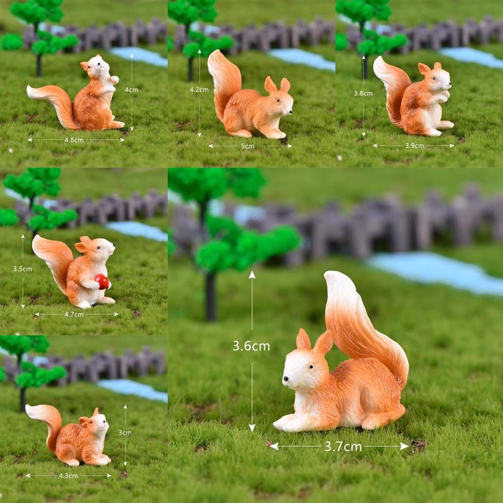 Micro Toy Squirrel Landscape Desktop Decoration Resin Crafts Multiple Action