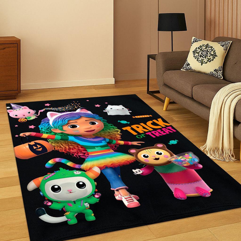 Tappeto Cartoon Bambina Casa delle Bambole di Gabby, Tappetino per Camera da Letto, Soggiorno, Divano, Zerbino, Decorazione Casa, Tappeto Area Giochi Bambini Antiscivolo Regalo