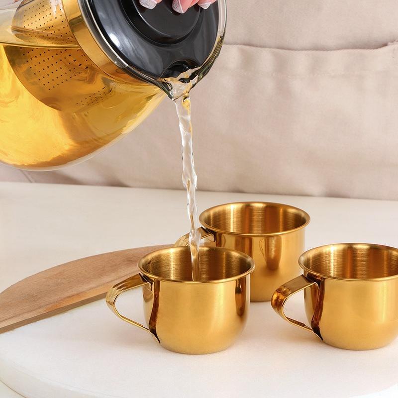 304 Stainless Steel Mini Cup, Small Wine Cup, Mouth Cup, Tea Cup, Coffee Cup, Casual Cup, Children's Small Water Cup with Handle
