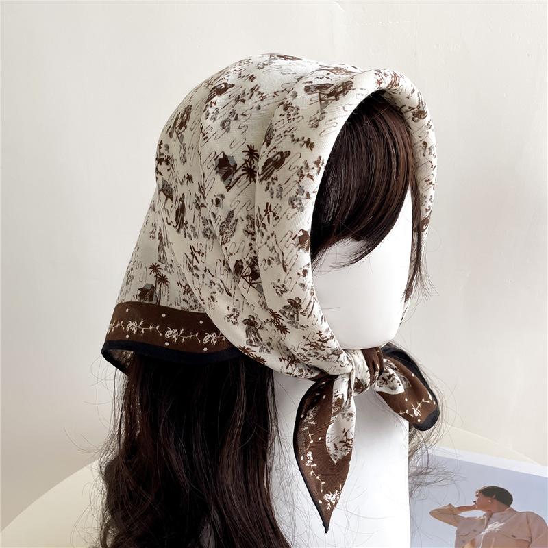 New 65*65Cm Square Scarf Cotton Feel Women Soft Headscarf Foulard Bandana Female Hijab Spring Autumn Warm Neckerchief Decoration