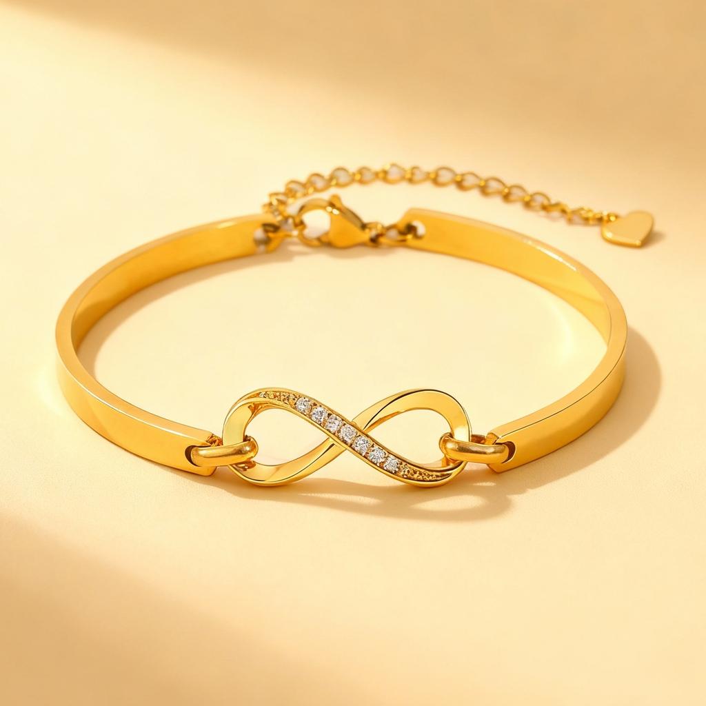Luxury Zircon Infinity Bangle Bracelet for Women Girls Stainless Steel Hollowed Cuff Bracelets Fashion Charm Jewelry Party Gifts
