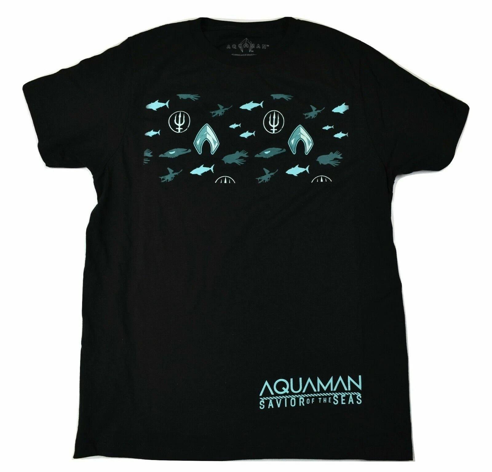 

Aquaman Youth Boys Savior Of The Seas Black Tee Shirt New S(6-7), 2XL(18) L