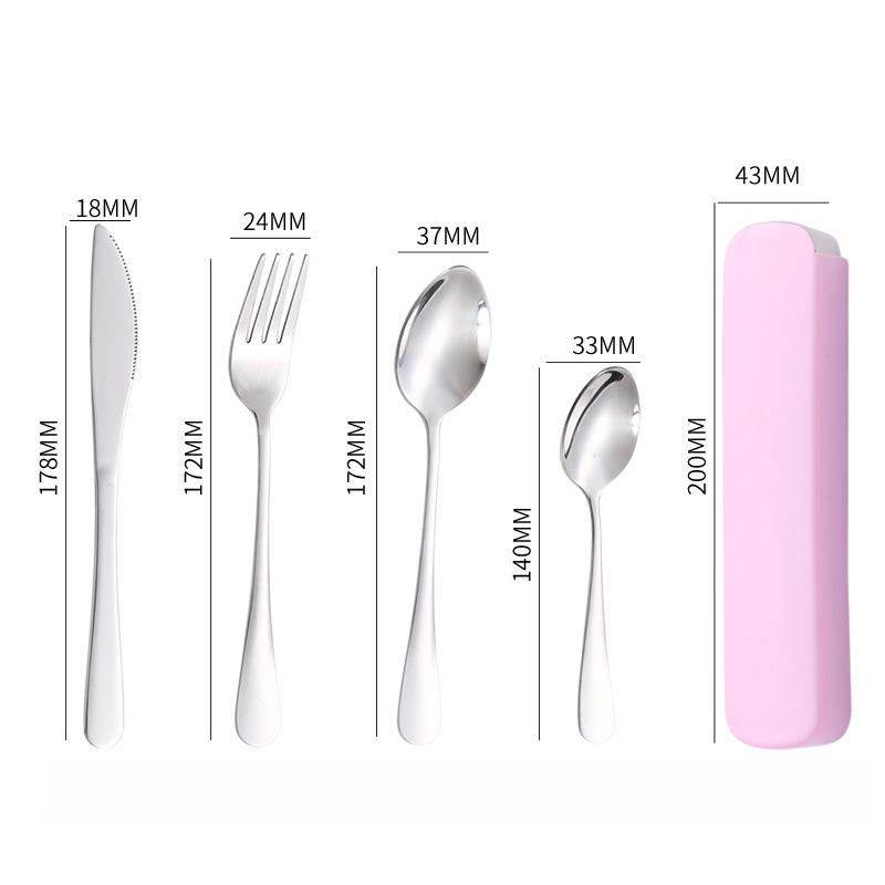 Portable Tableware Spoon Fork Four-piece Set Household Student Tableware Set Fit Outdoor Tableware Cutlery Set4