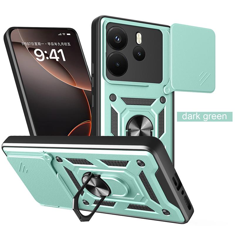 

Для Xiaomi Redmi Note14 pro plus противоударный бронированный чехол 4G/5G с автомобильным держателем - защитный чехол для объектива камеры Redmi Note 14 4G (Global) зелёный