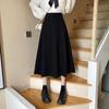 Plus Size Winter Korean Wool A-line Umbrella Skirt, High Waist, Versatile