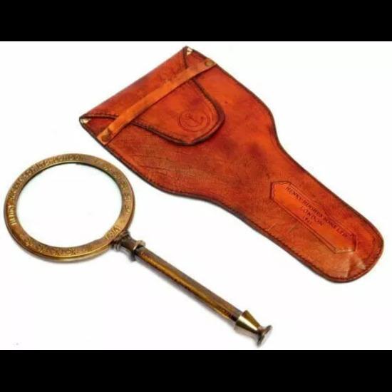 

Старовинне збільшувальне скло, однотонна старовинна лупа, морський колекційний подарунок, сумка з натуральної шкіри зі збільшувальним склом