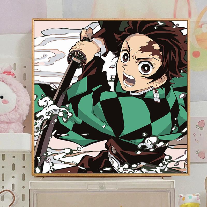 Kit Pittura ad Olio Digitale Anime Demon Slayer Fai da Te per Bambini