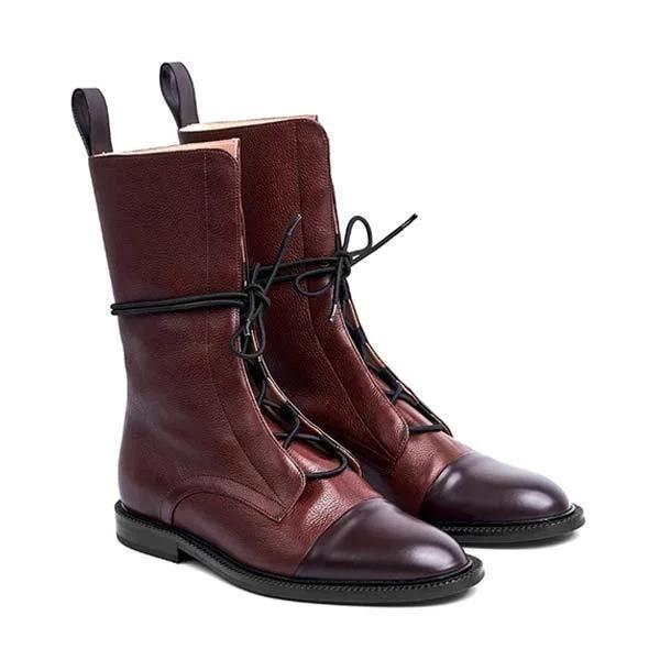 Scarpe da Donna Vintage Autunno Inverno Pelle Scarpe Casual di Design Stivali Bassi da Donna Stivaletti alla Caviglia Punta Rotonda Cinturino Stivali Corti