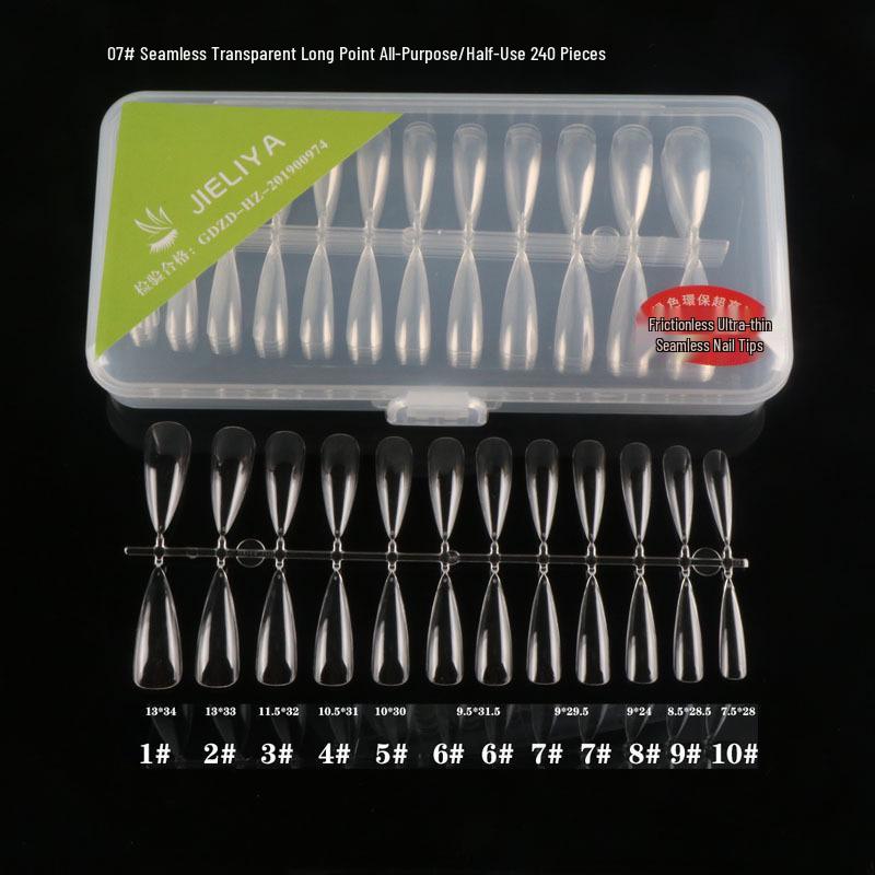 Seamless Transparent Water Drop Nail Art Tips - Ballet & Almond Square Shapes (240 Pieces)