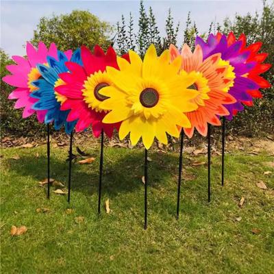 PVC Sunflower Windmill Stake Standing Lawn Flower Pinwheel  Outdoor Party Picnic Decor