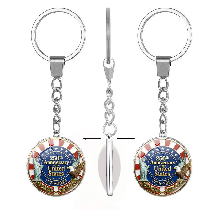 250th US Independence Day Rotating Alloy Keychain Gift